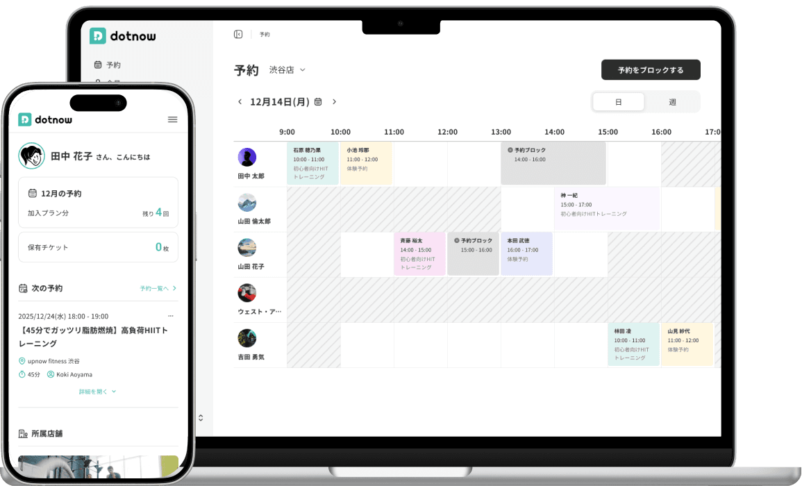 dotnow の管理画面イメージ